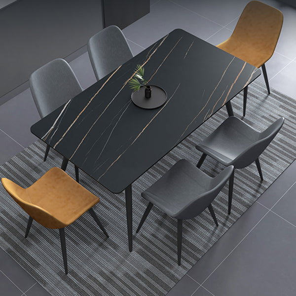 Metal Industrial Rectangle Dining Table Sintered Stone Table for Dining Room Clearhalo ' dining_table' 'Dining Tables & Seating' 'Dining Tables' 'furn' 'furn_dining_table' 'Furniture' 'furniture_dining_table' 'Kitchen & Dining Furniture' 'kitchen&dining_furn' 'kitchen' 'kitchen_dining_table' 3959216