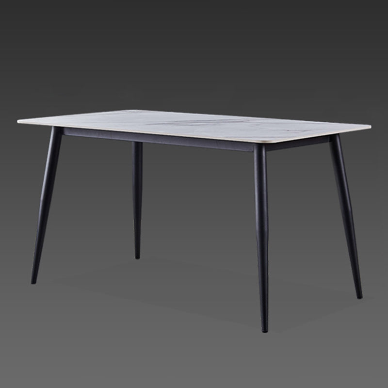 Metal Industrial Rectangle Dining Table Sintered Stone Table for Dining Room White Without Chairs Clearhalo ' dining_table' 'Dining Tables & Seating' 'Dining Tables' 'furn' 'furn_dining_table' 'Furniture' 'furniture_dining_table' 'Kitchen & Dining Furniture' 'kitchen&dining_furn' 'kitchen' 'kitchen_dining_table' 3959217
