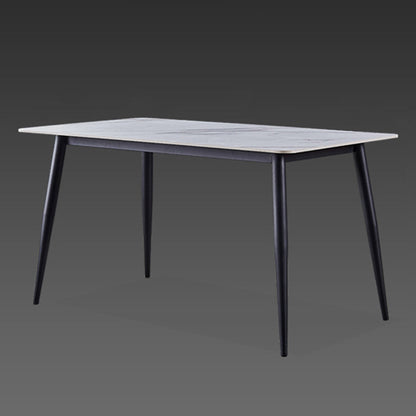 Metal Industrial Rectangle Dining Table Sintered Stone Table for Dining Room White Without Chairs Clearhalo ' dining_table' 'Dining Tables & Seating' 'Dining Tables' 'furn' 'furn_dining_table' 'Furniture' 'furniture_dining_table' 'Kitchen & Dining Furniture' 'kitchen&dining_furn' 'kitchen' 'kitchen_dining_table' 3959217