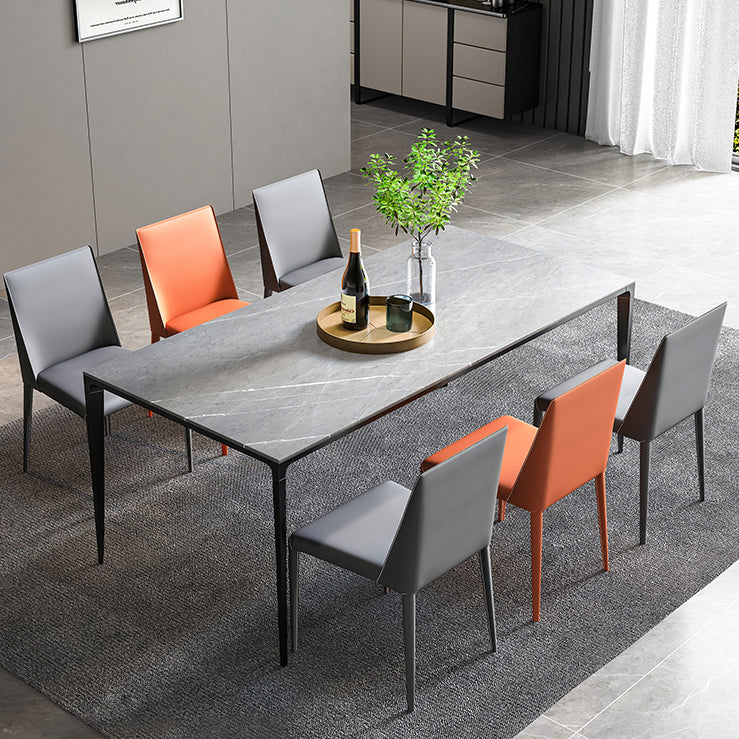 Metal Industrial Rectangle Dining Table Sintered Stone Table for Dining Room Clearhalo ' dining_table' 'Dining Tables & Seating' 'Dining Tables' 'furn' 'furn_dining_table' 'Furniture' 'furniture_dining_table' 'Kitchen & Dining Furniture' 'kitchen&dining_furn' 'kitchen' 'kitchen_dining_table' 3959223