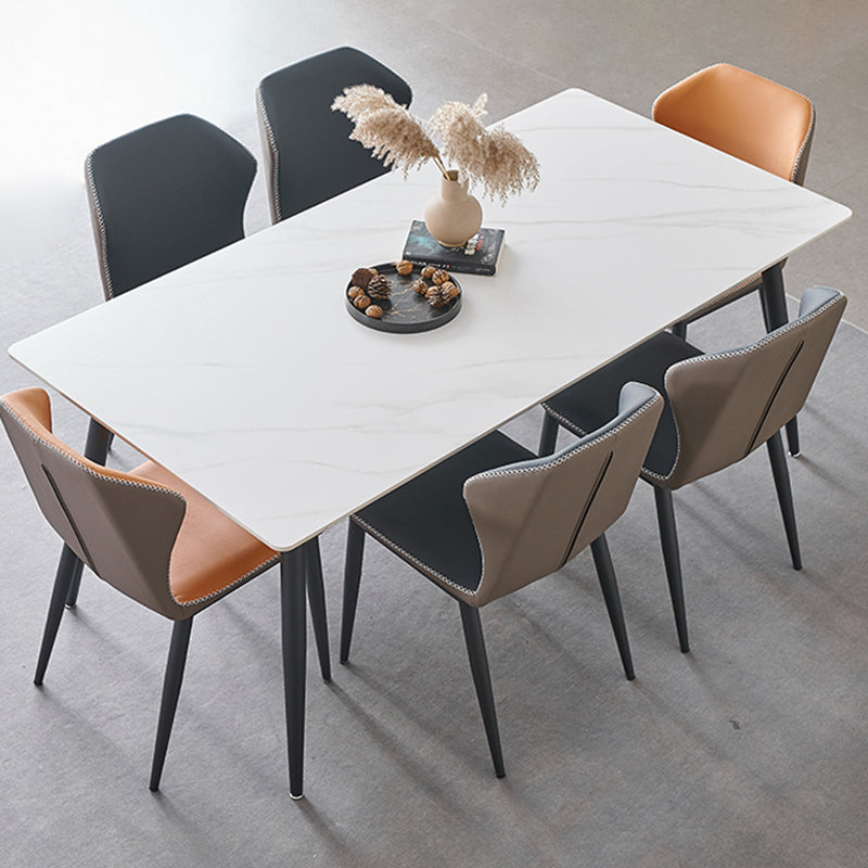 Metal Industrial Rectangle Dining Table Sintered Stone Table with Black Legs Clearhalo ' dining_table' 'Dining Tables & Seating' 'Dining Tables' 'furn' 'furn_dining_table' 'Furniture' 'furniture_dining_table' 'Kitchen & Dining Furniture' 'kitchen&dining_furn' 'kitchen' 'kitchen_dining_table' 3959247