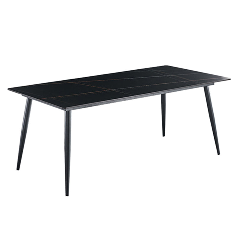 Metal Industrial Rectangle Dining Table Sintered Stone Table with Black Legs Black Gold Without Chairs Clearhalo ' dining_table' 'Dining Tables & Seating' 'Dining Tables' 'furn' 'furn_dining_table' 'Furniture' 'furniture_dining_table' 'Kitchen & Dining Furniture' 'kitchen&dining_furn' 'kitchen' 'kitchen_dining_table' 3959248