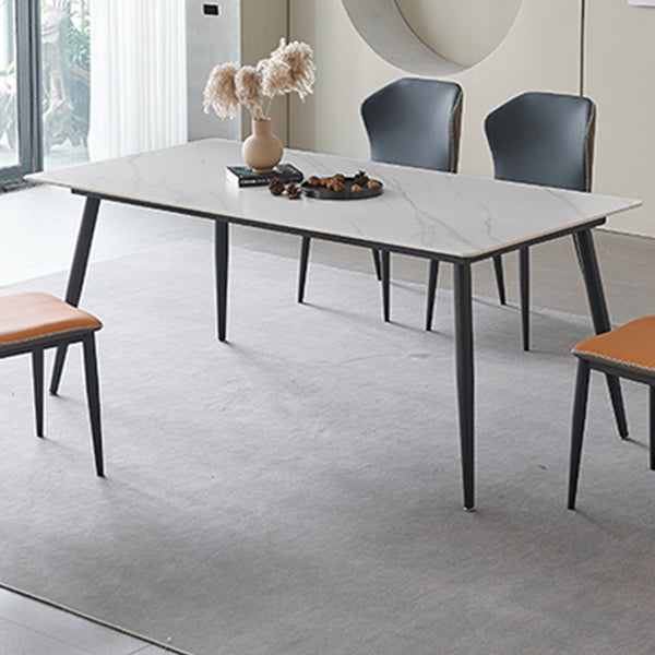 Metal Industrial Rectangle Dining Table Sintered Stone Table with Black Legs Clearhalo ' dining_table' 'Dining Tables & Seating' 'Dining Tables' 'furn' 'furn_dining_table' 'Furniture' 'furniture_dining_table' 'Kitchen & Dining Furniture' 'kitchen&dining_furn' 'kitchen' 'kitchen_dining_table' 3959260