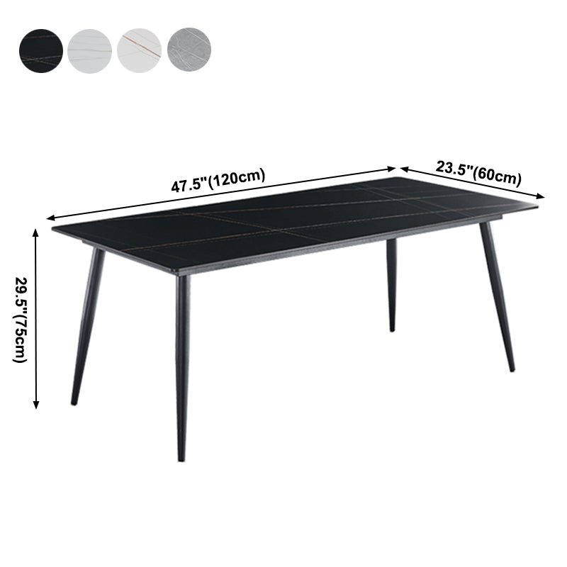 Metal Industrial Rectangle Dining Table Sintered Stone Table with Black Legs Clearhalo ' dining_table' 'Dining Tables & Seating' 'Dining Tables' 'furn' 'furn_dining_table' 'Furniture' 'furniture_dining_table' 'Kitchen & Dining Furniture' 'kitchen&dining_furn' 'kitchen' 'kitchen_dining_table' 3959261