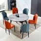 Modern Sintered Stone Dining Table 51.18" Round Drop-Leaf Table with Black Frame Clearhalo ' dining_table' 'Dining Tables & Seating' 'Dining Tables' 'furn' 'furn_dining_table' 'Furniture' 'furniture_dining_table' 'Kitchen & Dining Furniture' 'kitchen&dining_furn' 'kitchen' 'kitchen_dining_table' 3959269