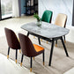 Modern Sintered Stone Dining Table 51.18" Round Drop-Leaf Table with Black Frame Clearhalo ' dining_table' 'Dining Tables & Seating' 'Dining Tables' 'furn' 'furn_dining_table' 'Furniture' 'furniture_dining_table' 'Kitchen & Dining Furniture' 'kitchen&dining_furn' 'kitchen' 'kitchen_dining_table' 3959274
