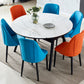 Modern Sintered Stone Dining Table 51.18" Round Drop-Leaf Table with Black Frame Clearhalo ' dining_table' 'Dining Tables & Seating' 'Dining Tables' 'furn' 'furn_dining_table' 'Furniture' 'furniture_dining_table' 'Kitchen & Dining Furniture' 'kitchen&dining_furn' 'kitchen' 'kitchen_dining_table' 3959278