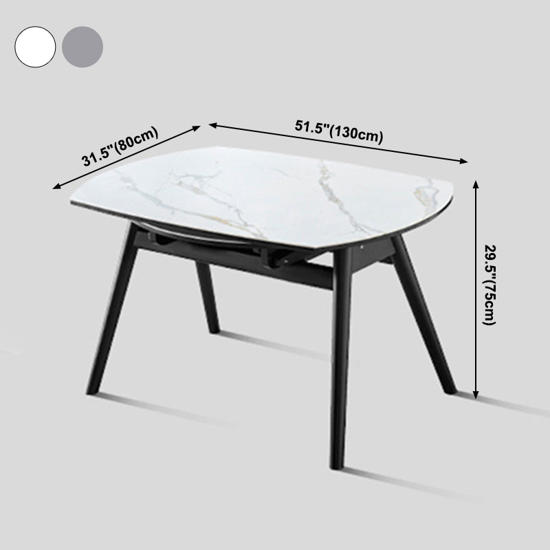 Modern Sintered Stone Dining Table 51.18" Round Drop-Leaf Table with Black Frame Clearhalo ' dining_table' 'Dining Tables & Seating' 'Dining Tables' 'furn' 'furn_dining_table' 'Furniture' 'furniture_dining_table' 'Kitchen & Dining Furniture' 'kitchen&dining_furn' 'kitchen' 'kitchen_dining_table' 3959279