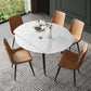 Modern Style Sintered Stone Dining Table 51.18'' Round Drop-Leaf Table with 4 Legs Clearhalo ' dining_table' 'Dining Tables & Seating' 'Dining Tables' 'furn' 'furn_dining_table' 'Furniture' 'furniture_dining_table' 'Kitchen & Dining Furniture' 'kitchen&dining_furn' 'kitchen' 'kitchen_dining_table' 3959280
