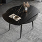 Modern Style Sintered Stone Dining Table 51.18'' Round Drop-Leaf Table with 4 Legs Black Without Chairs Clearhalo ' dining_table' 'Dining Tables & Seating' 'Dining Tables' 'furn' 'furn_dining_table' 'Furniture' 'furniture_dining_table' 'Kitchen & Dining Furniture' 'kitchen&dining_furn' 'kitchen' 'kitchen_dining_table' 3959281