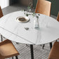 Modern Style Sintered Stone Dining Table 51.18'' Round Drop-Leaf Table with 4 Legs Clearhalo ' dining_table' 'Dining Tables & Seating' 'Dining Tables' 'furn' 'furn_dining_table' 'Furniture' 'furniture_dining_table' 'Kitchen & Dining Furniture' 'kitchen&dining_furn' 'kitchen' 'kitchen_dining_table' 3959286