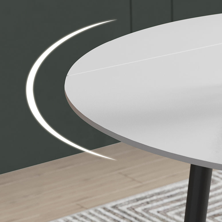 Modern Style Sintered Stone Dining Table 51.18'' Round Drop-Leaf Table with 4 Legs Clearhalo ' dining_table' 'Dining Tables & Seating' 'Dining Tables' 'furn' 'furn_dining_table' 'Furniture' 'furniture_dining_table' 'Kitchen & Dining Furniture' 'kitchen&dining_furn' 'kitchen' 'kitchen_dining_table' 3959289