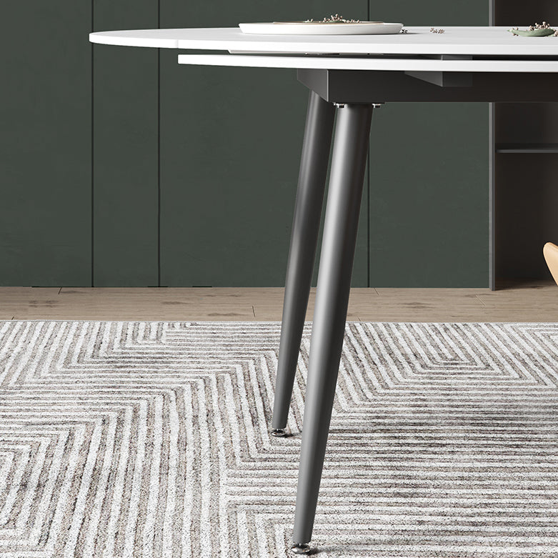 Modern Style Sintered Stone Dining Table 51.18'' Round Drop-Leaf Table with 4 Legs Clearhalo ' dining_table' 'Dining Tables & Seating' 'Dining Tables' 'furn' 'furn_dining_table' 'Furniture' 'furniture_dining_table' 'Kitchen & Dining Furniture' 'kitchen&dining_furn' 'kitchen' 'kitchen_dining_table' 3959291