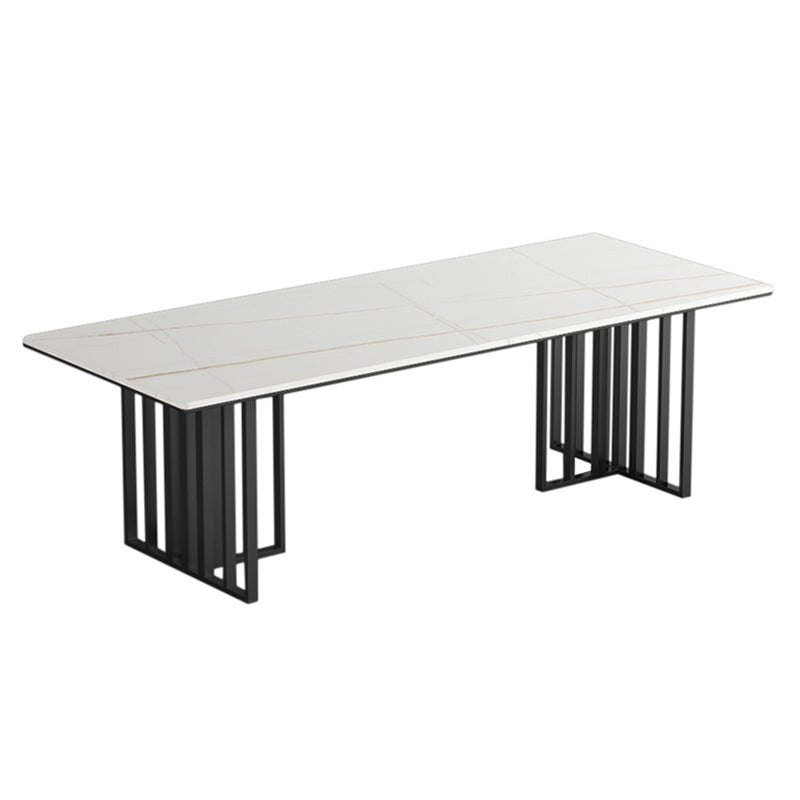Metal Traditional Luxury Rectangle Table Sintered Stone Indoor Table for Kitchen and Dining Room White Without Chairs Clearhalo ' dining_table' 'Dining Tables & Seating' 'Dining Tables' 'furn' 'furn_dining_table' 'Furniture' 'furniture_dining_table' 'Kitchen & Dining Furniture' 'kitchen&dining_furn' 'kitchen' 'kitchen_dining_table' 3959297