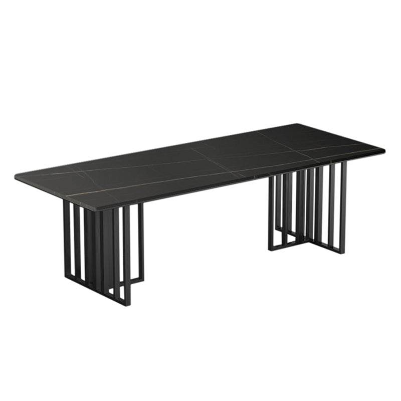 Metal Traditional Luxury Rectangle Table Sintered Stone Indoor Table for Kitchen and Dining Room Black Without Chairs Clearhalo ' dining_table' 'Dining Tables & Seating' 'Dining Tables' 'furn' 'furn_dining_table' 'Furniture' 'furniture_dining_table' 'Kitchen & Dining Furniture' 'kitchen&dining_furn' 'kitchen' 'kitchen_dining_table' 3959298