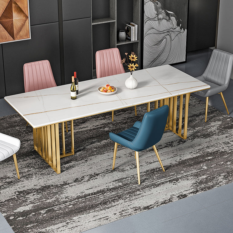 Metal Traditional Luxury Rectangle Table Sintered Stone Indoor Table for Kitchen and Dining Room Clearhalo ' dining_table' 'Dining Tables & Seating' 'Dining Tables' 'furn' 'furn_dining_table' 'Furniture' 'furniture_dining_table' 'Kitchen & Dining Furniture' 'kitchen&dining_furn' 'kitchen' 'kitchen_dining_table' 3959299