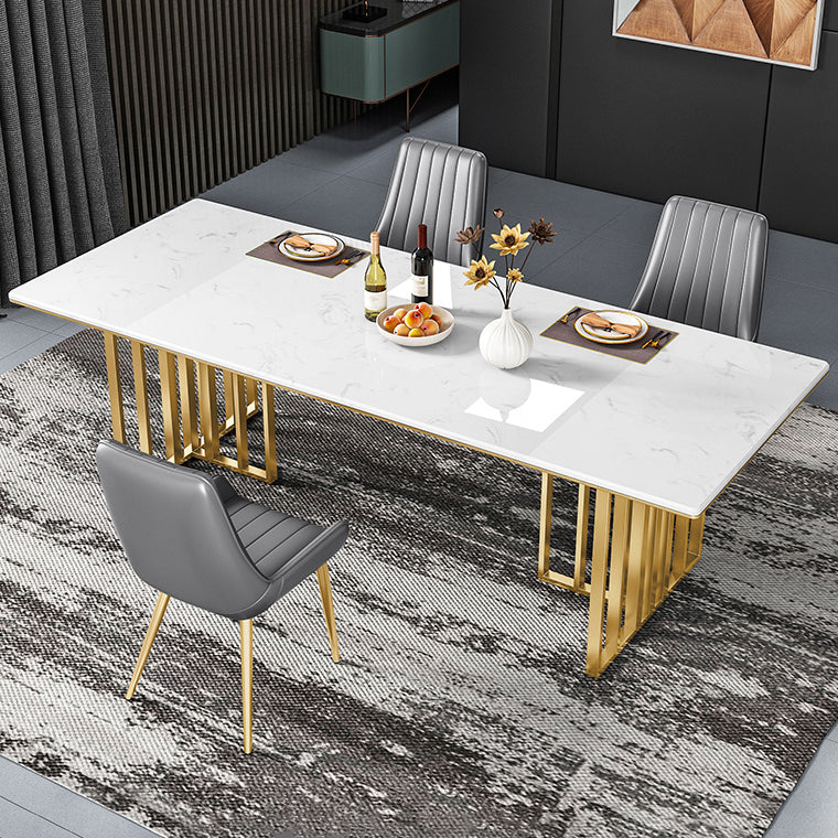 Metal Traditional Luxury Rectangle Table Sintered Stone Indoor Table for Kitchen and Dining Room Clearhalo ' dining_table' 'Dining Tables & Seating' 'Dining Tables' 'furn' 'furn_dining_table' 'Furniture' 'furniture_dining_table' 'Kitchen & Dining Furniture' 'kitchen&dining_furn' 'kitchen' 'kitchen_dining_table' 3959300