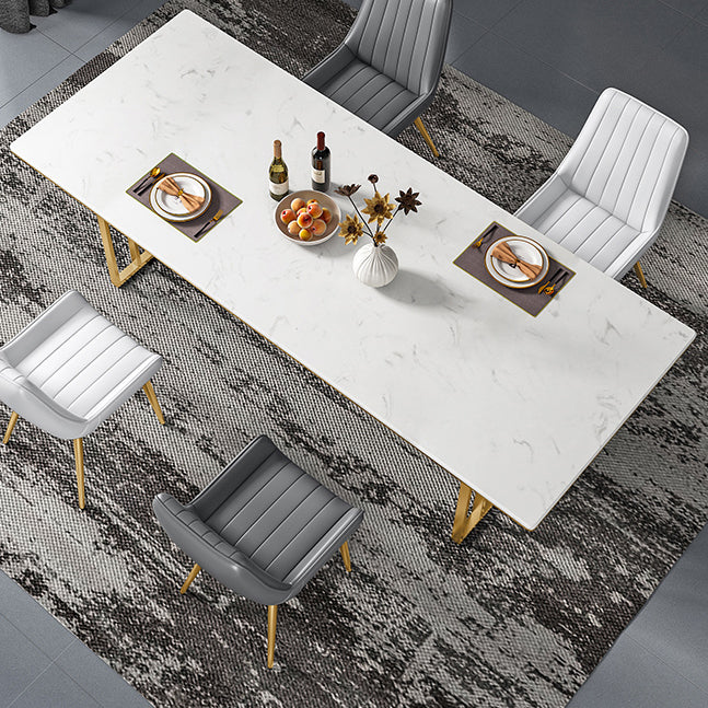 Metal Traditional Luxury Rectangle Table Sintered Stone Indoor Table for Kitchen and Dining Room Clearhalo ' dining_table' 'Dining Tables & Seating' 'Dining Tables' 'furn' 'furn_dining_table' 'Furniture' 'furniture_dining_table' 'Kitchen & Dining Furniture' 'kitchen&dining_furn' 'kitchen' 'kitchen_dining_table' 3959301