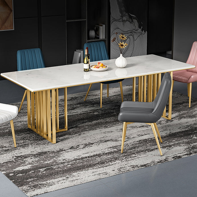 Metal Traditional Luxury Rectangle Table Sintered Stone Indoor Table for Kitchen and Dining Room Clearhalo ' dining_table' 'Dining Tables & Seating' 'Dining Tables' 'furn' 'furn_dining_table' 'Furniture' 'furniture_dining_table' 'Kitchen & Dining Furniture' 'kitchen&dining_furn' 'kitchen' 'kitchen_dining_table' 3959309