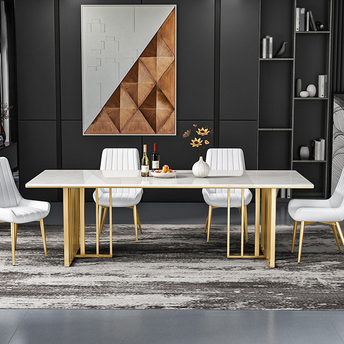 Metal Traditional Luxury Rectangle Table Sintered Stone Indoor Table for Kitchen and Dining Room Clearhalo ' dining_table' 'Dining Tables & Seating' 'Dining Tables' 'furn' 'furn_dining_table' 'Furniture' 'furniture_dining_table' 'Kitchen & Dining Furniture' 'kitchen&dining_furn' 'kitchen' 'kitchen_dining_table' 3959310