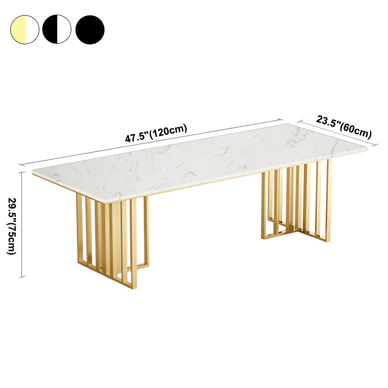Metal Traditional Luxury Rectangle Table Sintered Stone Indoor Table for Kitchen and Dining Room Clearhalo ' dining_table' 'Dining Tables & Seating' 'Dining Tables' 'furn' 'furn_dining_table' 'Furniture' 'furniture_dining_table' 'Kitchen & Dining Furniture' 'kitchen&dining_furn' 'kitchen' 'kitchen_dining_table' 3959311