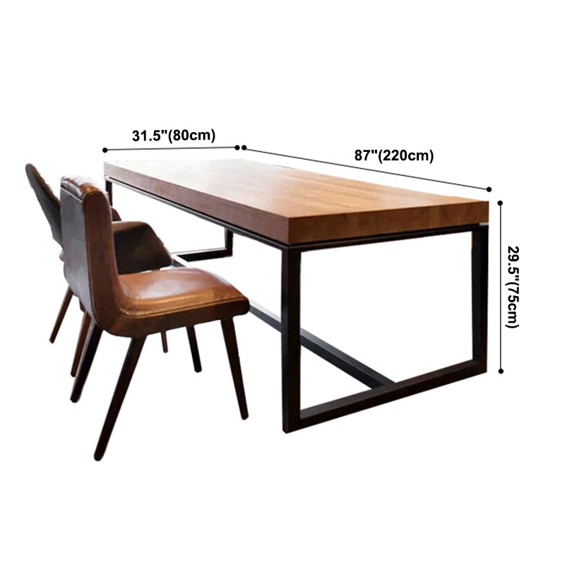 Rectangle Modern Dining Table Wood Color Trestle Base Dining Table with Solid Wood Clearhalo ' dining_table' 'Dining Tables & Seating' 'Dining Tables' 'furn' 'furn_dining_table' 'Furniture' 'furniture_dining_table' 'Kitchen & Dining Furniture' 'kitchen&dining_furn' 'kitchen' 'kitchen_dining_table' 3959329