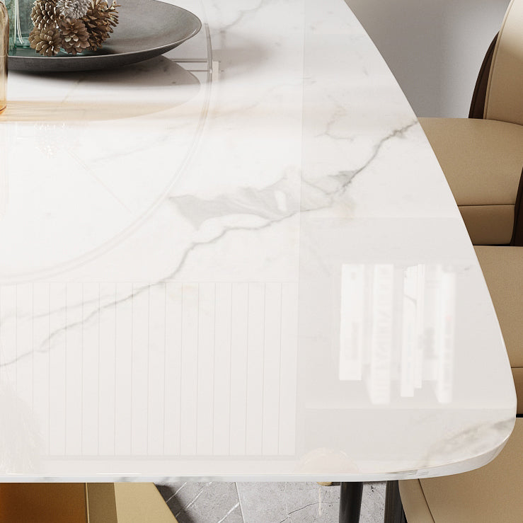 Traditional Luxury Style Dining Table White Rectangle Sintered Stone Table Clearhalo ' dining_table' 'Dining Tables & Seating' 'Dining Tables' 'furn' 'furn_dining_table' 'Furniture' 'furniture_dining_table' 'Kitchen & Dining Furniture' 'kitchen&dining_furn' 'kitchen' 'kitchen_dining_table' 3959351