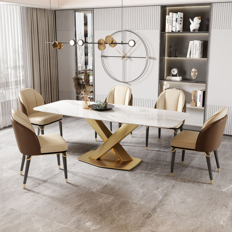Traditional Luxury Style Dining Table White Rectangle Sintered Stone Table Clearhalo ' dining_table' 'Dining Tables & Seating' 'Dining Tables' 'furn' 'furn_dining_table' 'Furniture' 'furniture_dining_table' 'Kitchen & Dining Furniture' 'kitchen&dining_furn' 'kitchen' 'kitchen_dining_table' 3959359