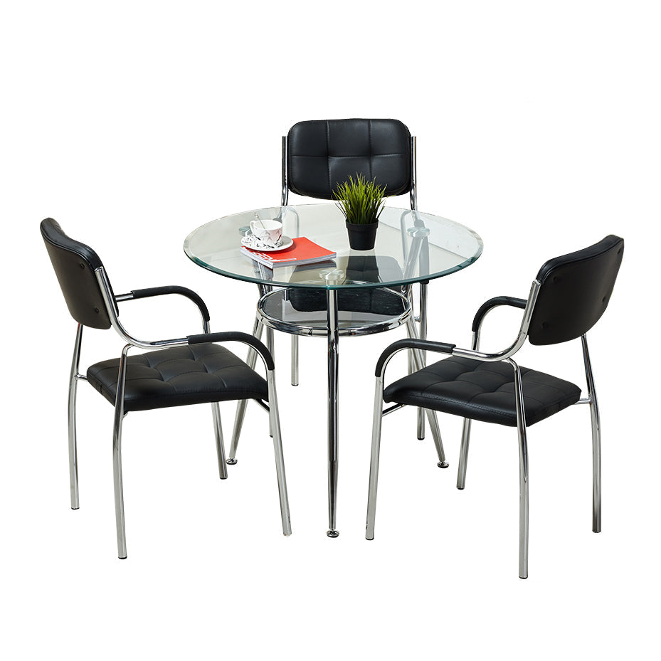 Modern Style Glass Dining Table Clear Round Table with 3 Legs for Home Use Clearhalo ' dining_table' 'Dining Tables & Seating' 'Dining Tables' 'furn' 'furn_dining_table' 'Furniture' 'furniture_dining_table' 'Kitchen & Dining Furniture' 'kitchen&dining_furn' 'kitchen' 'kitchen_dining_table' 3959413
