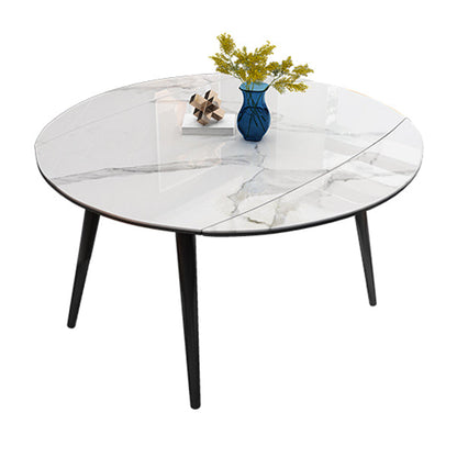 Contemporary Style Furniture 4-foot Round Dining Site Table with Drop Leaf White Without Chairs Clearhalo ' dining_table' 'Dining Tables & Seating' 'Dining Tables' 'furn' 'furn_dining_table' 'Furniture' 'furniture_dining_table' 'Kitchen & Dining Furniture' 'kitchen&dining_furn' 'kitchen' 'kitchen_dining_table' 3959421