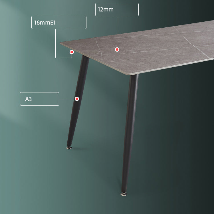 Industrial Standard Sintered Stone Top Dining Table Rectangle Dining Table for Kitchen Clearhalo ' dining_table' 'Dining Tables & Seating' 'Dining Tables' 'furn' 'furn_dining_table' 'Furniture' 'furniture_dining_table' 'Kitchen & Dining Furniture' 'kitchen&dining_furn' 'kitchen' 'kitchen_dining_table' 3959464