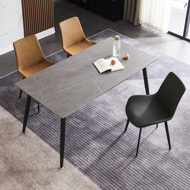 Industrial Standard Sintered Stone Top Dining Table Rectangle Dining Table for Kitchen Clearhalo ' dining_table' 'Dining Tables & Seating' 'Dining Tables' 'furn' 'furn_dining_table' 'Furniture' 'furniture_dining_table' 'Kitchen & Dining Furniture' 'kitchen&dining_furn' 'kitchen' 'kitchen_dining_table' 3959467