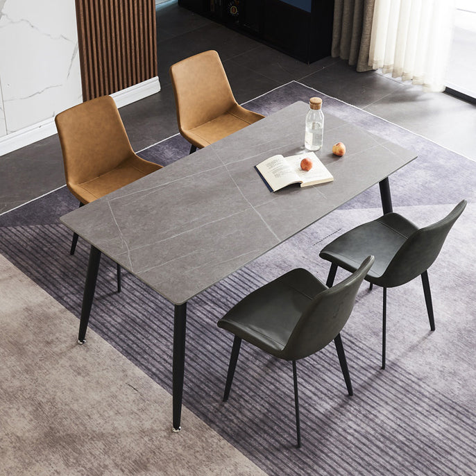 Industrial Standard Sintered Stone Top Dining Table Rectangle Dining Table for Kitchen Clearhalo ' dining_table' 'Dining Tables & Seating' 'Dining Tables' 'furn' 'furn_dining_table' 'Furniture' 'furniture_dining_table' 'Kitchen & Dining Furniture' 'kitchen&dining_furn' 'kitchen' 'kitchen_dining_table' 3959468
