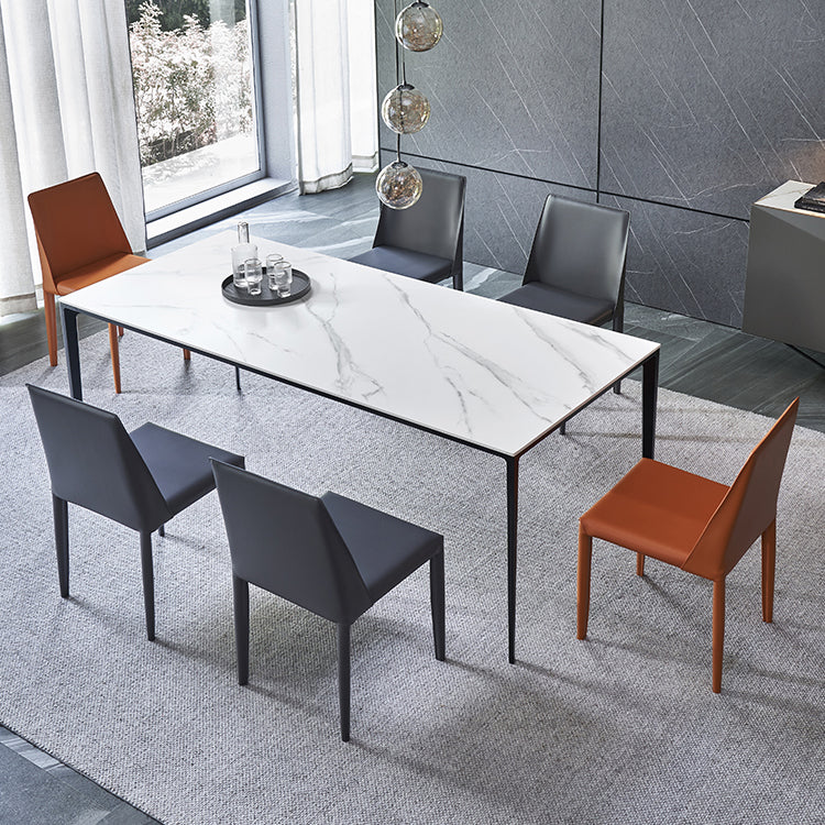 Simple Sintered Stone Top White Dining Table Rectangle Shape Dining Table for Kitchen Clearhalo ' dining_table' 'Dining Tables & Seating' 'Dining Tables' 'Furniture' 'furniture_dining_table' 'Kitchen & Dining Furniture' 'kitchen&dining_furn' 'kitchen' 'kitchen_dining_table' 3959472