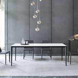 Simple Sintered Stone Top White Dining Table Rectangle Shape Dining Table for Kitchen Clearhalo ' dining_table' 'Dining Tables & Seating' 'Dining Tables' 'Furniture' 'furniture_dining_table' 'Kitchen & Dining Furniture' 'kitchen&dining_furn' 'kitchen' 'kitchen_dining_table' 3959473