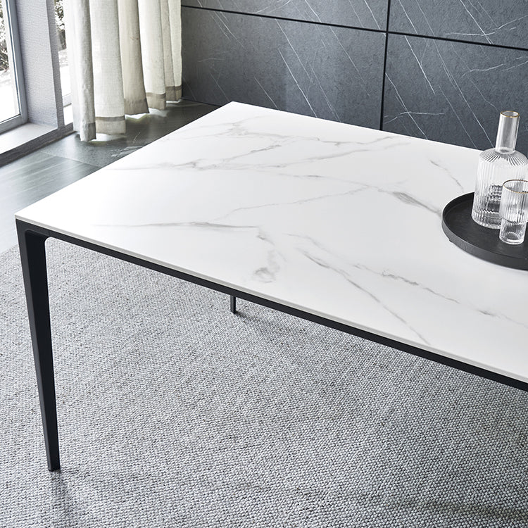 Simple Sintered Stone Top White Dining Table Rectangle Shape Dining Table for Kitchen Clearhalo ' dining_table' 'Dining Tables & Seating' 'Dining Tables' 'Furniture' 'furniture_dining_table' 'Kitchen & Dining Furniture' 'kitchen&dining_furn' 'kitchen' 'kitchen_dining_table' 3959474