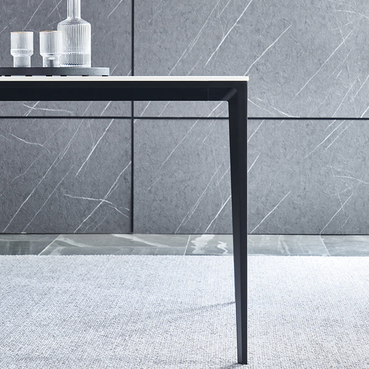 Simple Sintered Stone Top White Dining Table Rectangle Shape Dining Table for Kitchen Clearhalo ' dining_table' 'Dining Tables & Seating' 'Dining Tables' 'Furniture' 'furniture_dining_table' 'Kitchen & Dining Furniture' 'kitchen&dining_furn' 'kitchen' 'kitchen_dining_table' 3959478