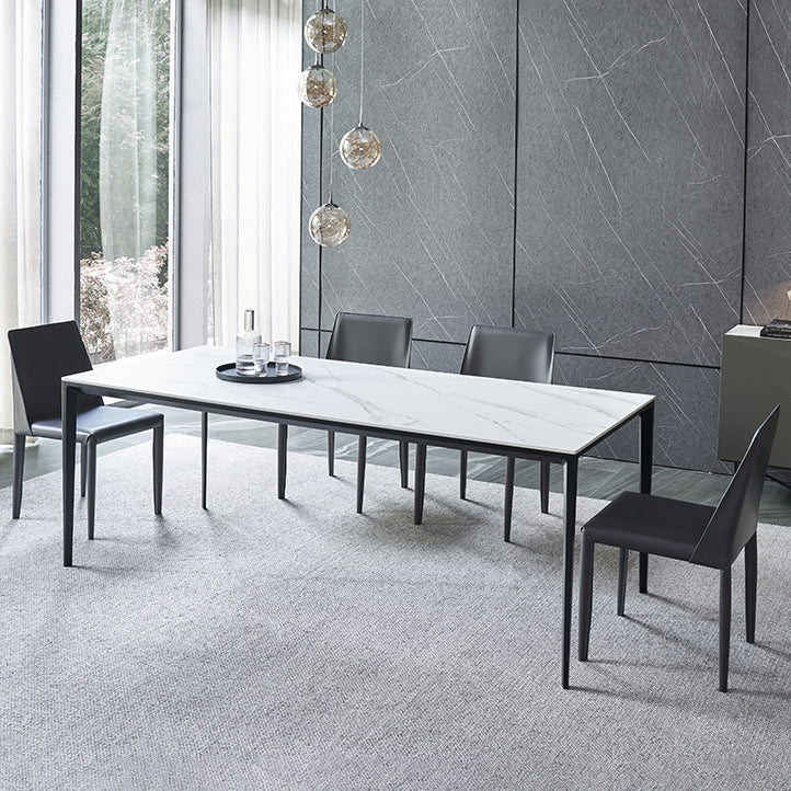 Simple Sintered Stone Top White Dining Table Rectangle Shape Dining Table for Kitchen Clearhalo ' dining_table' 'Dining Tables & Seating' 'Dining Tables' 'Furniture' 'furniture_dining_table' 'Kitchen & Dining Furniture' 'kitchen&dining_furn' 'kitchen' 'kitchen_dining_table' 3959482