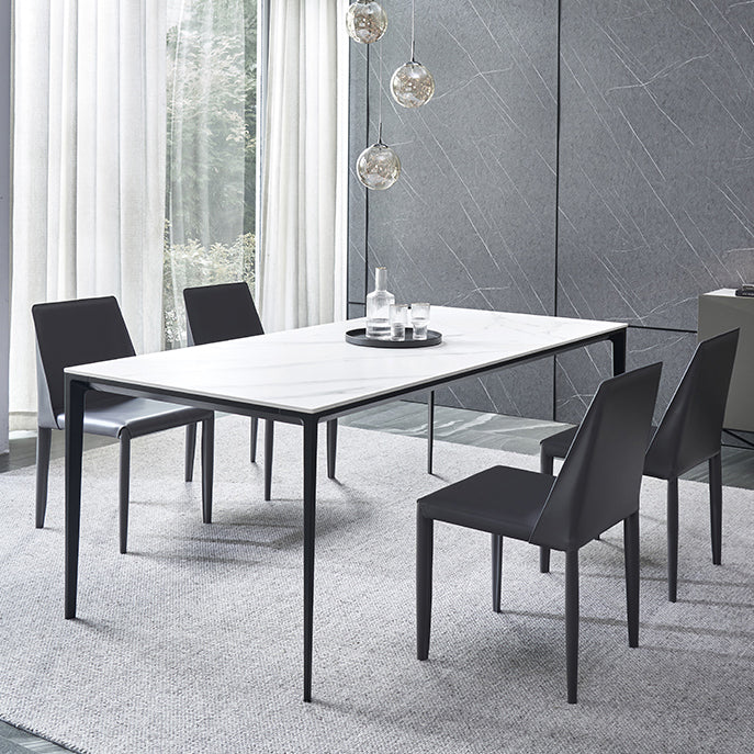 Simple Sintered Stone Top White Dining Table Rectangle Shape Dining Table for Kitchen Clearhalo ' dining_table' 'Dining Tables & Seating' 'Dining Tables' 'Furniture' 'furniture_dining_table' 'Kitchen & Dining Furniture' 'kitchen&dining_furn' 'kitchen' 'kitchen_dining_table' 3959483