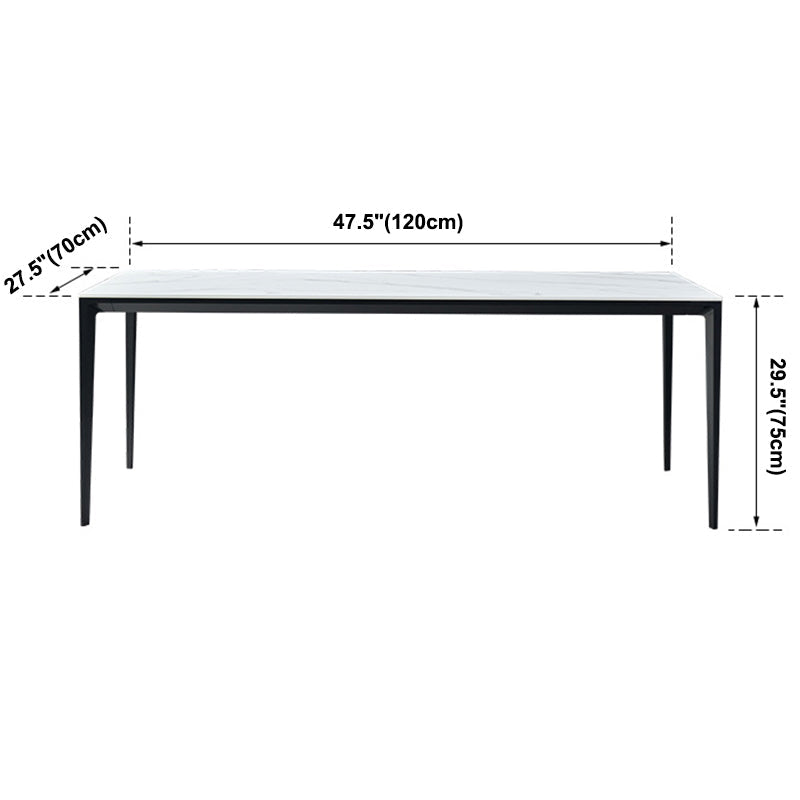 Simple Sintered Stone Top White Dining Table Rectangle Shape Dining Table for Kitchen Clearhalo ' dining_table' 'Dining Tables & Seating' 'Dining Tables' 'Furniture' 'furniture_dining_table' 'Kitchen & Dining Furniture' 'kitchen&dining_furn' 'kitchen' 'kitchen_dining_table' 3959485