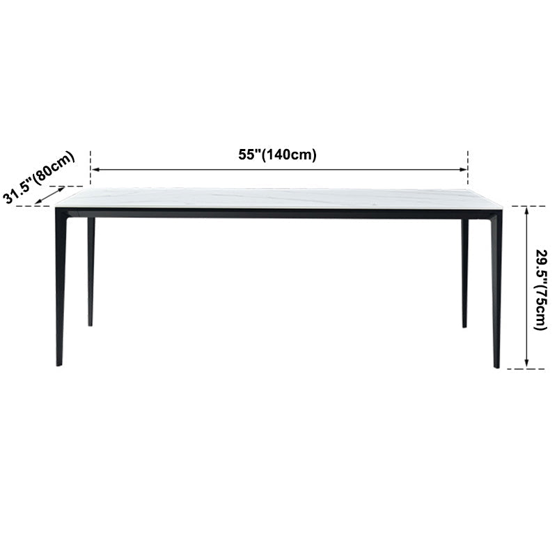 Simple Sintered Stone Top White Dining Table Rectangle Shape Dining Table for Kitchen Clearhalo ' dining_table' 'Dining Tables & Seating' 'Dining Tables' 'Furniture' 'furniture_dining_table' 'Kitchen & Dining Furniture' 'kitchen&dining_furn' 'kitchen' 'kitchen_dining_table' 3959487