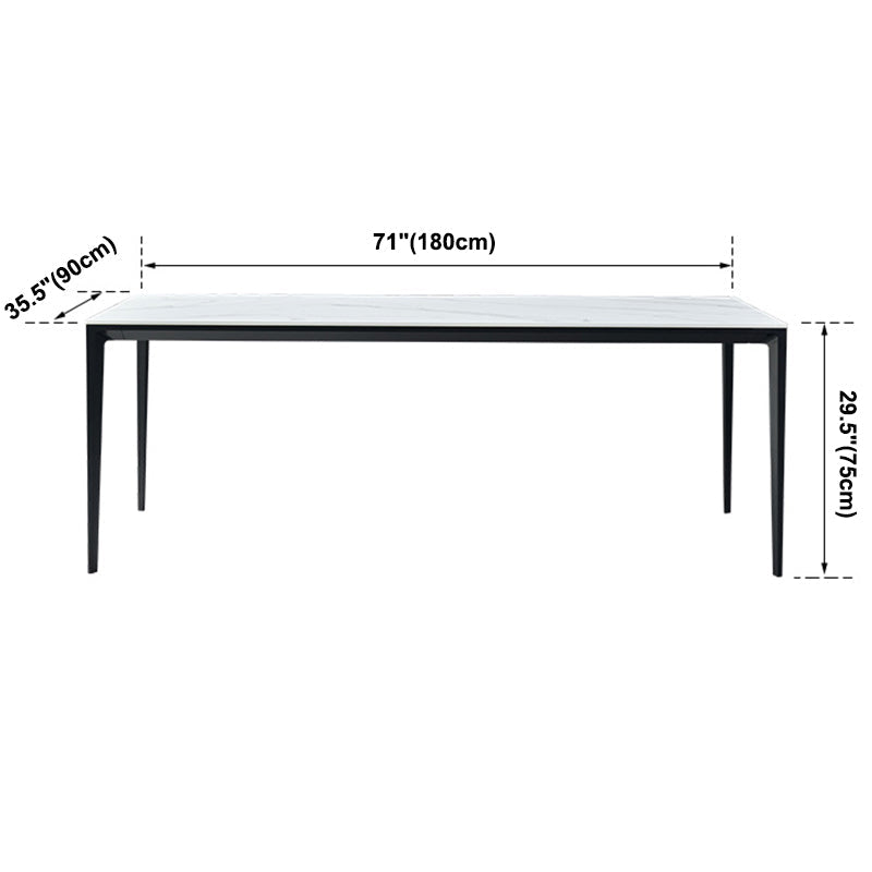 Simple Sintered Stone Top White Dining Table Rectangle Shape Dining Table for Kitchen Clearhalo ' dining_table' 'Dining Tables & Seating' 'Dining Tables' 'Furniture' 'furniture_dining_table' 'Kitchen & Dining Furniture' 'kitchen&dining_furn' 'kitchen' 'kitchen_dining_table' 3959489