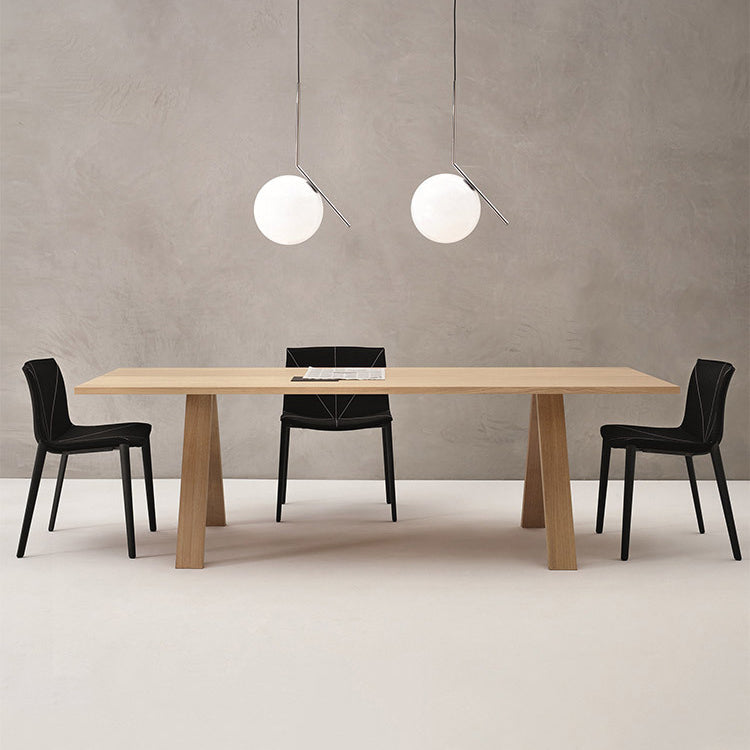 Rectangle Shape 4 Legs Minimalist Dining Table Wood Color Fixed Table of Solid Wood Clearhalo ' dining_table' 'Dining Tables & Seating' 'Dining Tables' 'furn' 'furn_dining_table' 'Furniture' 'furniture_dining_table' 'Kitchen & Dining Furniture' 'kitchen&dining_furn' 'kitchen' 'kitchen_dining_table' 3959520