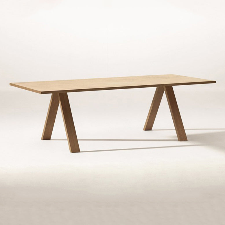 Rectangle Shape 4 Legs Minimalist Dining Table Wood Color Fixed Table of Solid Wood Without Chairs Clearhalo ' dining_table' 'Dining Tables & Seating' 'Dining Tables' 'furn' 'furn_dining_table' 'Furniture' 'furniture_dining_table' 'Kitchen & Dining Furniture' 'kitchen&dining_furn' 'kitchen' 'kitchen_dining_table' 3959524