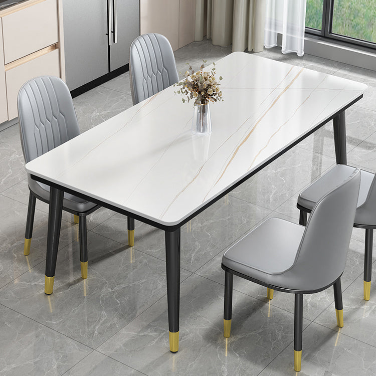 Industrial Standard Rectangle Shape Dining Table Sintered Stone Top Dining Table for Kitchen White Gold Without Chairs Clearhalo ' dining_table' 'Dining Tables & Seating' 'Dining Tables' 'furn' 'furn_dining_table' 'Furniture' 'furniture_dining_table' 'Kitchen & Dining Furniture' 'kitchen&dining_furn' 'kitchen' 'kitchen_dining_table' 3959537