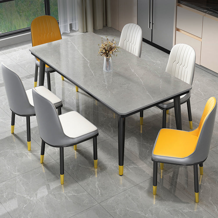 Industrial Standard Rectangle Shape Dining Table Sintered Stone Top Dining Table for Kitchen Clearhalo ' dining_table' 'Dining Tables & Seating' 'Dining Tables' 'furn' 'furn_dining_table' 'Furniture' 'furniture_dining_table' 'Kitchen & Dining Furniture' 'kitchen&dining_furn' 'kitchen' 'kitchen_dining_table' 3959543