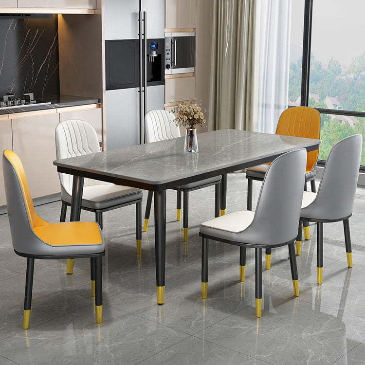 Industrial Standard Rectangle Shape Dining Table Sintered Stone Top Dining Table for Kitchen Clearhalo ' dining_table' 'Dining Tables & Seating' 'Dining Tables' 'furn' 'furn_dining_table' 'Furniture' 'furniture_dining_table' 'Kitchen & Dining Furniture' 'kitchen&dining_furn' 'kitchen' 'kitchen_dining_table' 3959544
