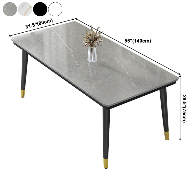 Industrial Standard Rectangle Shape Dining Table Sintered Stone Top Dining Table for Kitchen Clearhalo ' dining_table' 'Dining Tables & Seating' 'Dining Tables' 'furn' 'furn_dining_table' 'Furniture' 'furniture_dining_table' 'Kitchen & Dining Furniture' 'kitchen&dining_furn' 'kitchen' 'kitchen_dining_table' 3959548