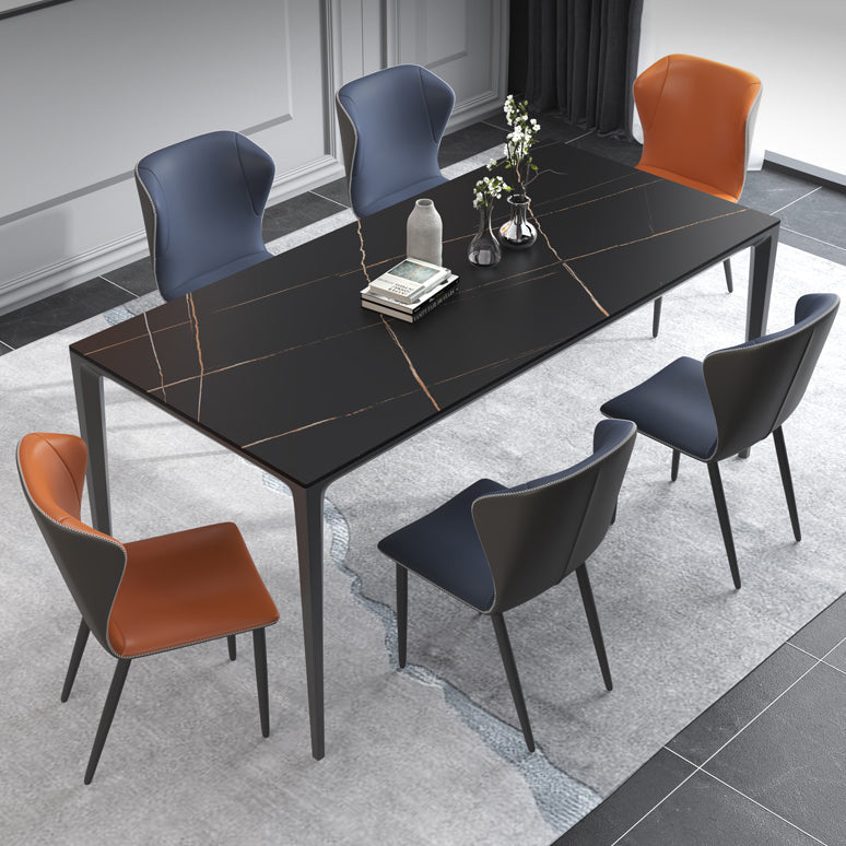 Minimalist Rectangle Shape Dining Table Standard Sintered Stone Top Dining Table for Kitchen Black Gold Without Chairs Clearhalo ' dining_table' 'Dining Tables & Seating' 'Dining Tables' 'furn' 'furn_dining_table' 'Furniture' 'furniture_dining_table' 'Kitchen & Dining Furniture' 'kitchen&dining_furn' 'kitchen' 'kitchen_dining_table' 3959550