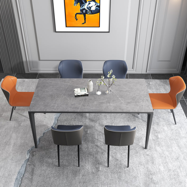 Minimalist Rectangle Shape Dining Table Standard Sintered Stone Top Dining Table for Kitchen Clearhalo ' dining_table' 'Dining Tables & Seating' 'Dining Tables' 'furn' 'furn_dining_table' 'Furniture' 'furniture_dining_table' 'Kitchen & Dining Furniture' 'kitchen&dining_furn' 'kitchen' 'kitchen_dining_table' 3959553